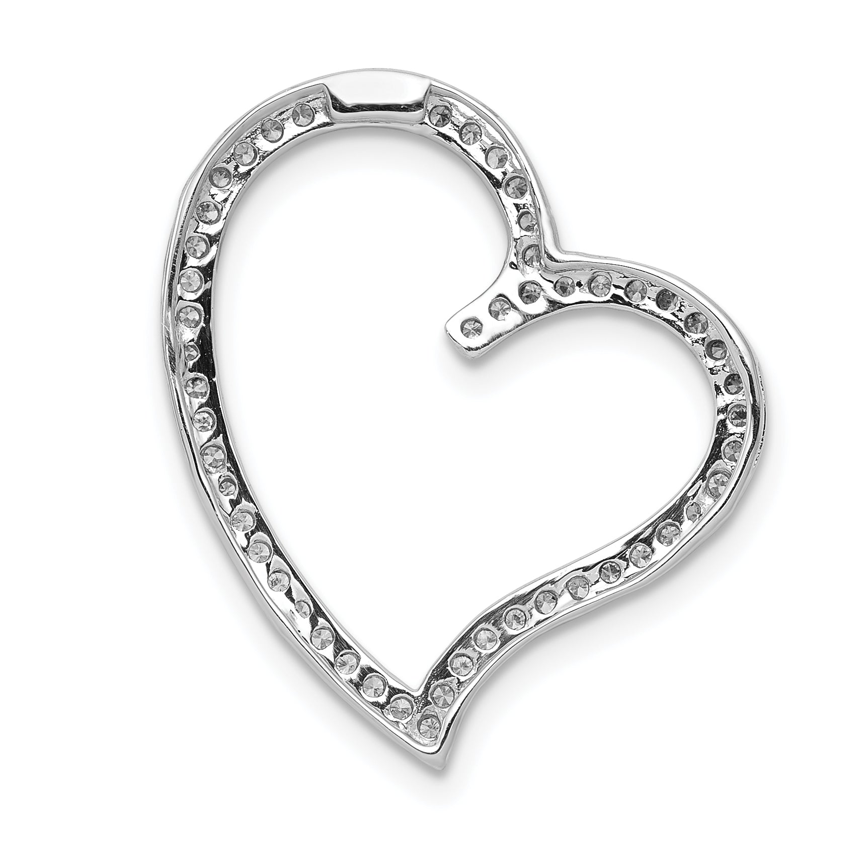 14k White Gold 1/4 carat Diamond Heart Chain Slide