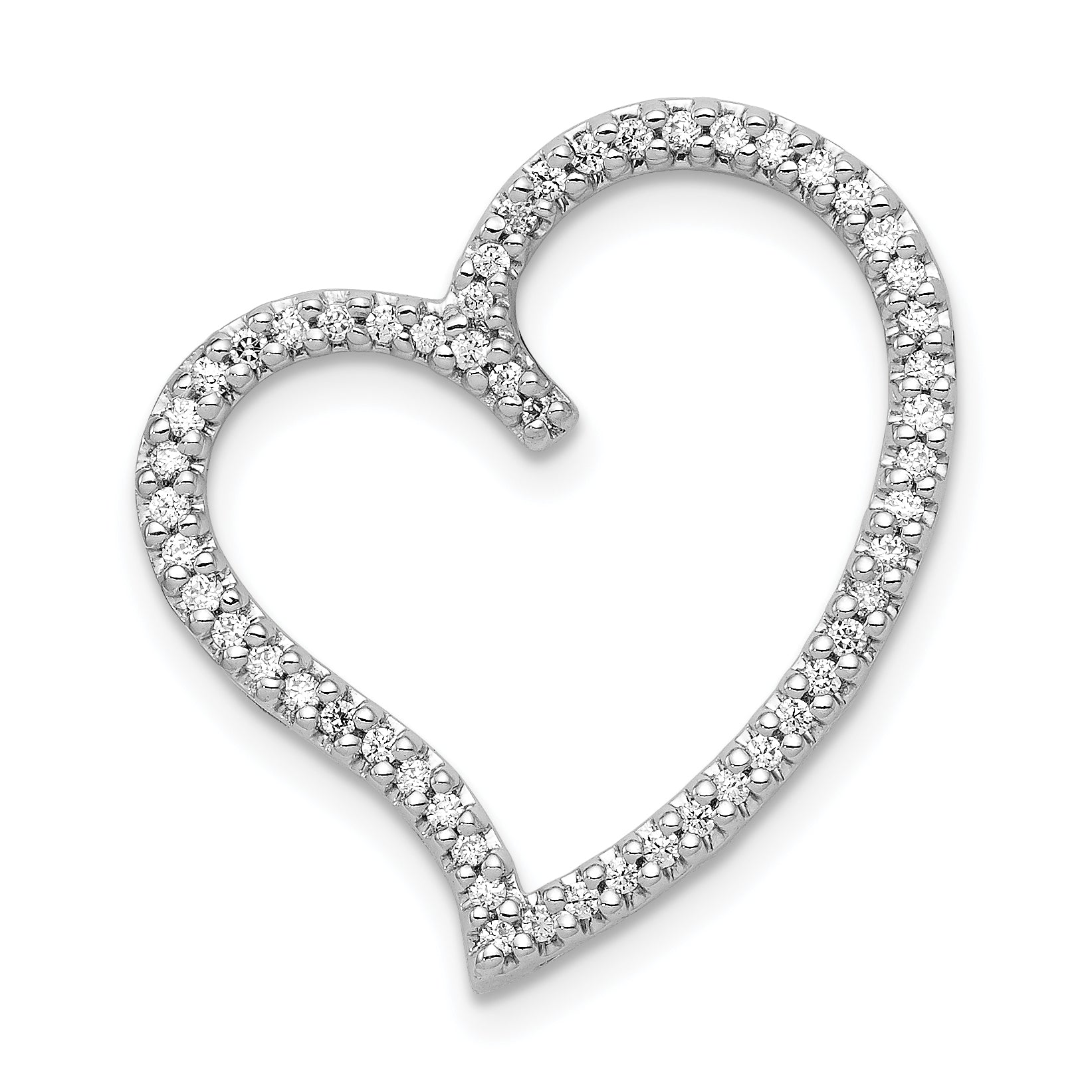 14k White Gold 1/4 carat Diamond Heart Chain Slide Main image