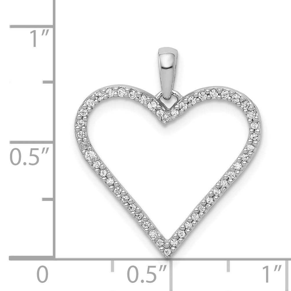 14k White Gold 1/6 carat Diamond Heart Pendant
