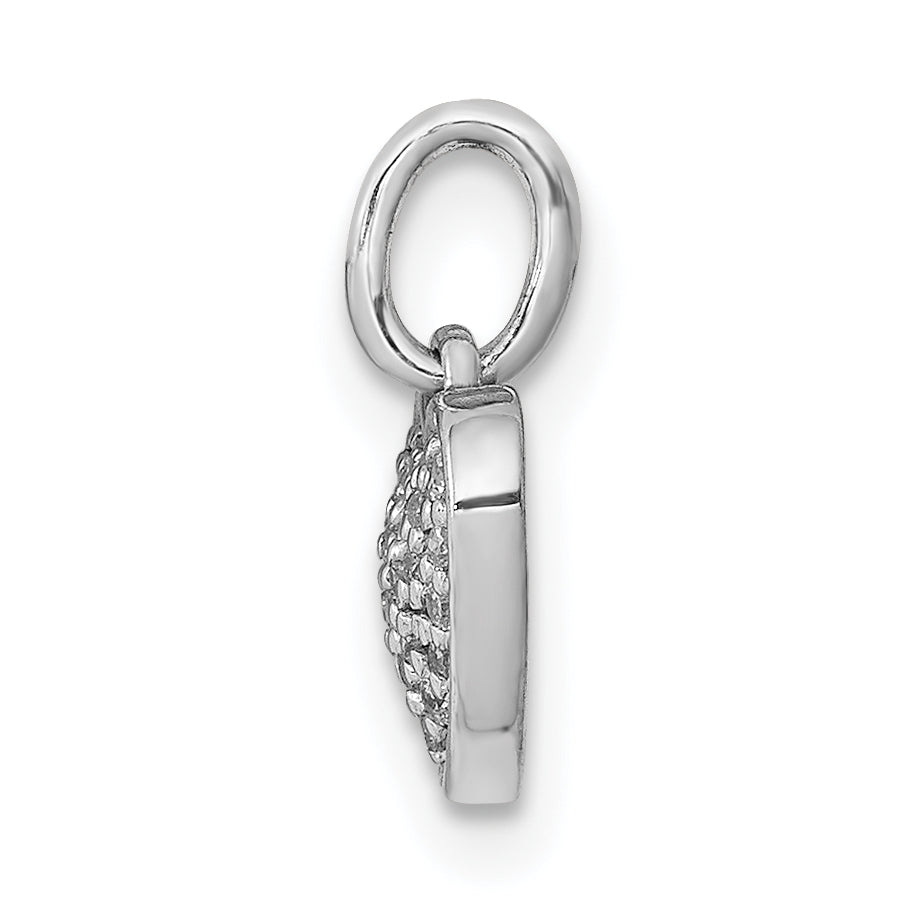 14k White Gold 1/10 carat Pave Diamond Heart Pendant