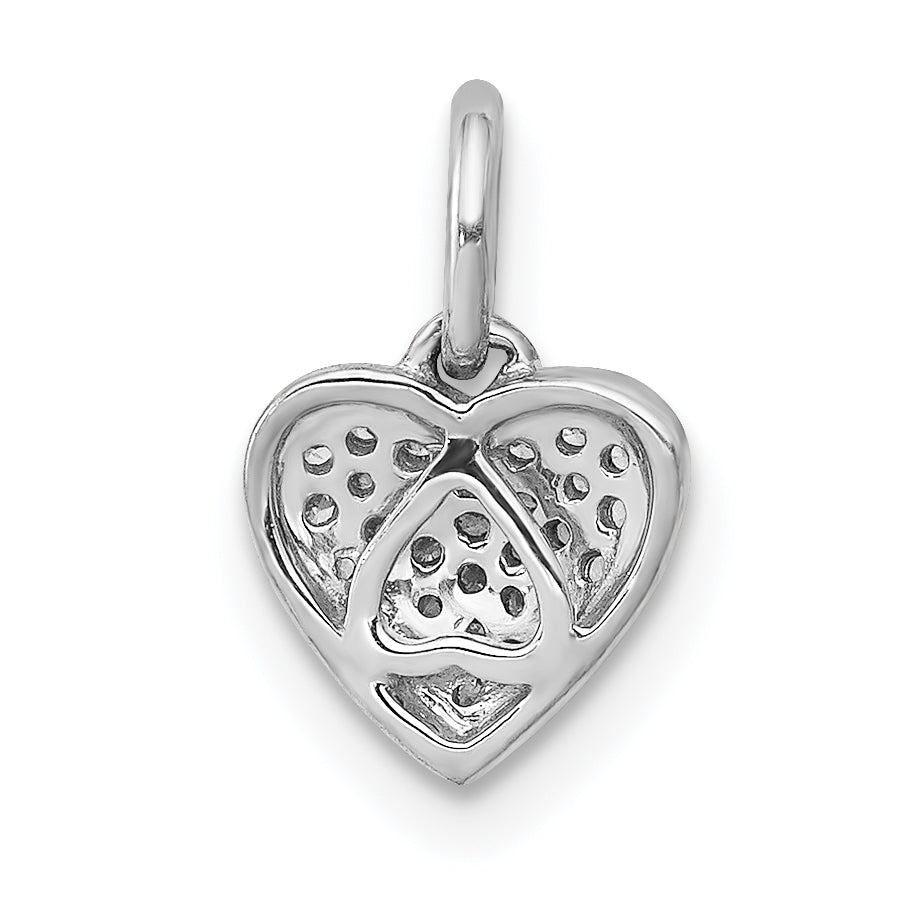 14k White Gold 1/10 carat Pave Diamond Heart Pendant