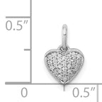 14k White Gold 1/10 carat Pave Diamond Heart Pendant
