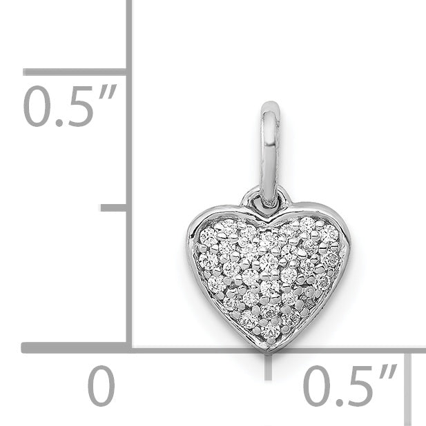 14k White Gold 1/10 carat Pave Diamond Heart Pendant