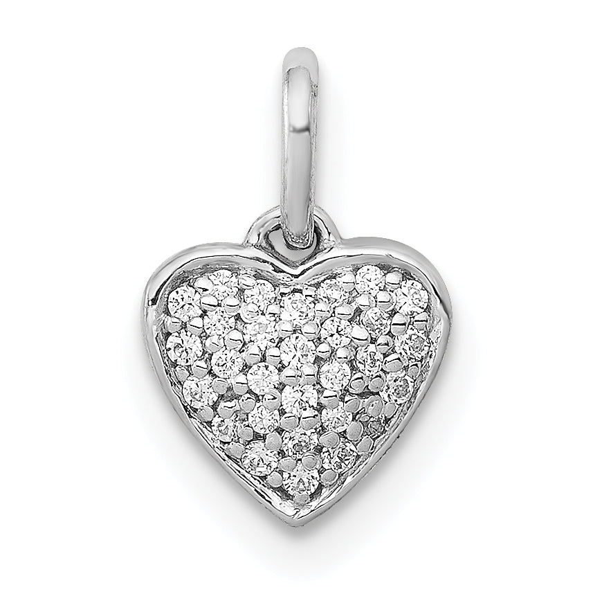14k White Gold 1/10 carat Pave Diamond Heart Pendant Main image