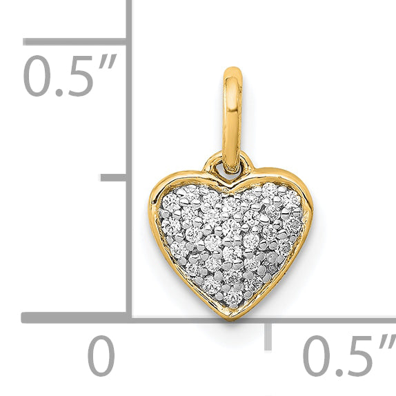 14k 1/10 carat Pave Diamond Heart Pendant