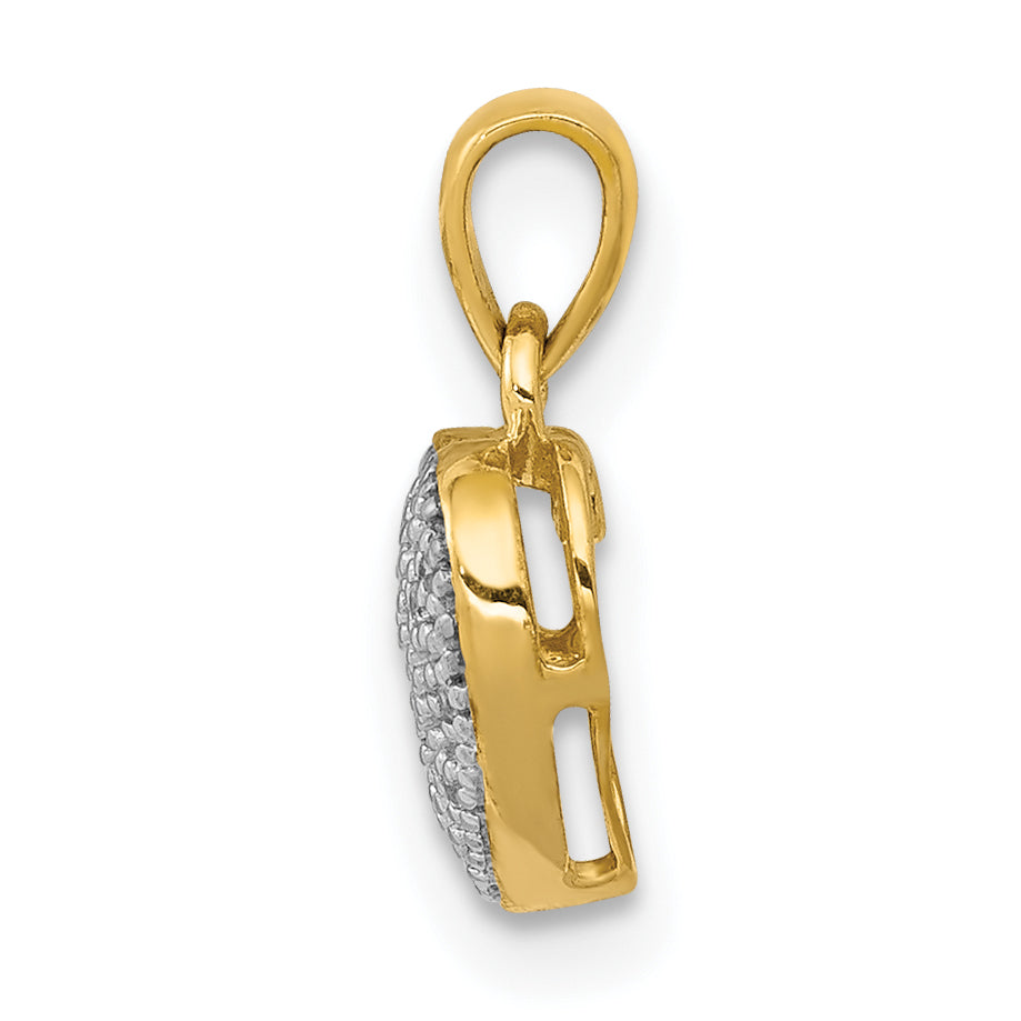 10k With  White Rhodium Diamond Heart Pendant