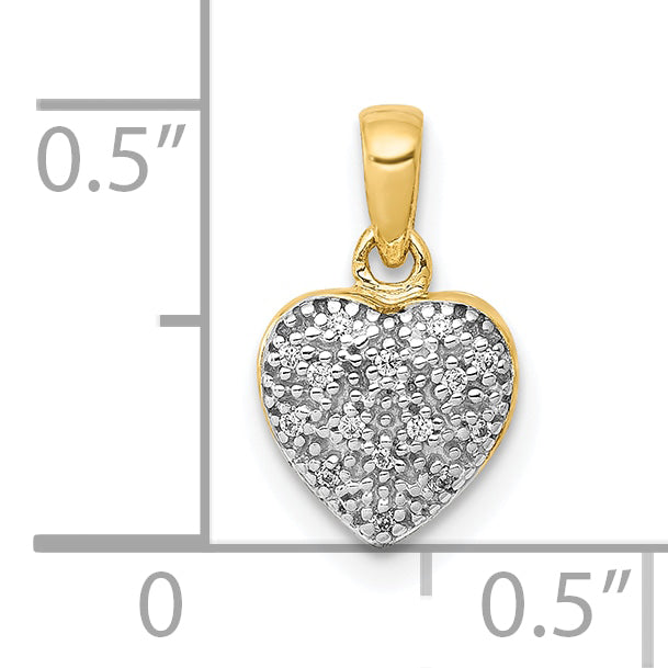 10k With  White Rhodium Diamond Heart Pendant