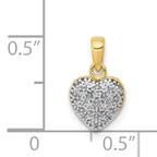 14k and White Rhodium Pave Diamond Heart Pendant