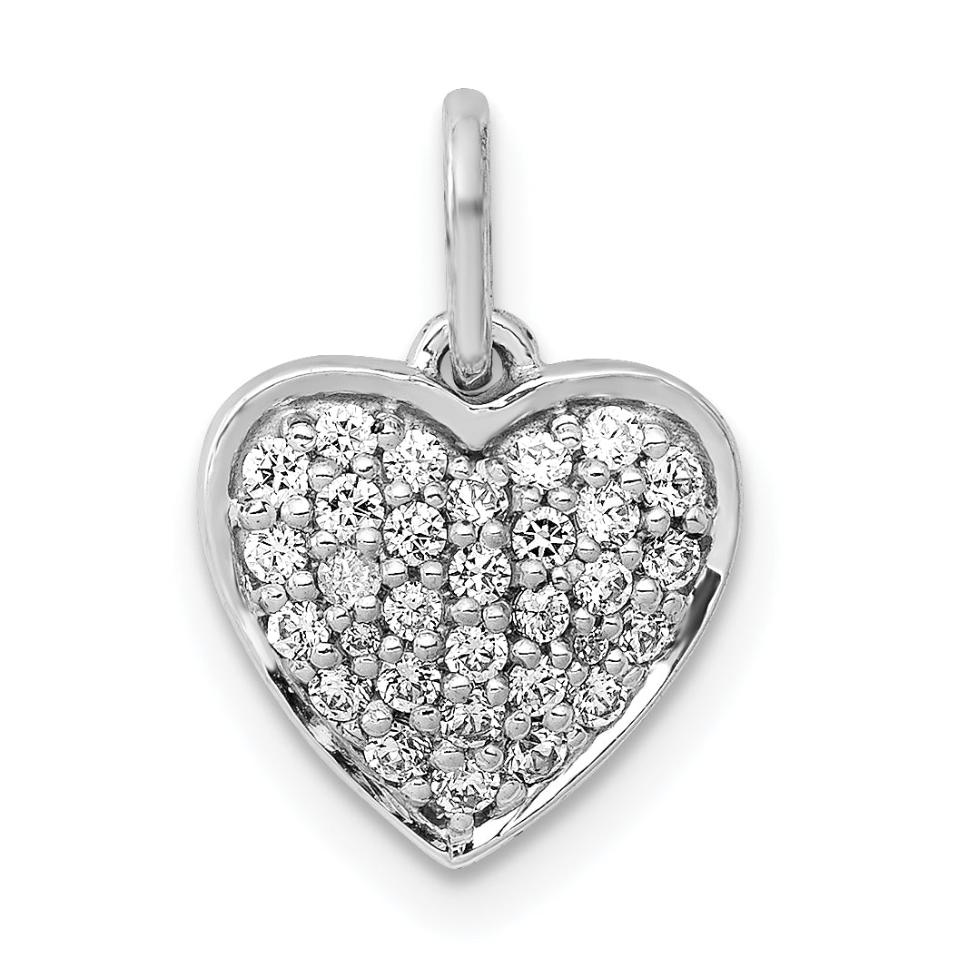 14k White Gold 1/4 carat Pave Diamond Heart Pendant Main image