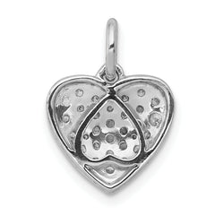 14k White Gold 3/8 carat Pave Diamond Heart Pendant