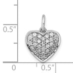 14k White Gold 3/8 carat Pave Diamond Heart Pendant