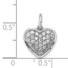 14k White Gold 3/8 carat Pave Diamond Heart Pendant