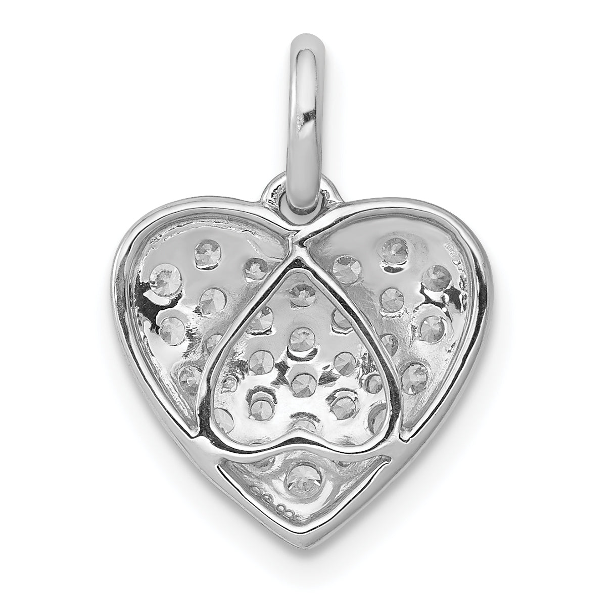 14k White Gold 1/2 carat Pave Diamond Heart Pendant