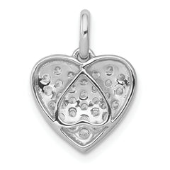 14k White Gold 1/2 carat Pave Diamond Heart Pendant