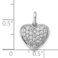 14k White Gold 1/2 carat Pave Diamond Heart Pendant