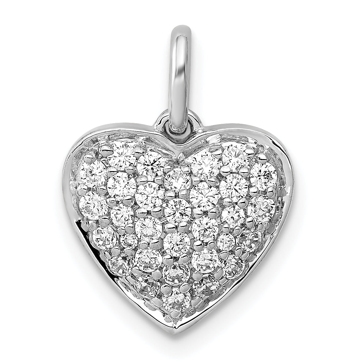 14k White Gold 1/2 carat Pave Diamond Heart Pendant