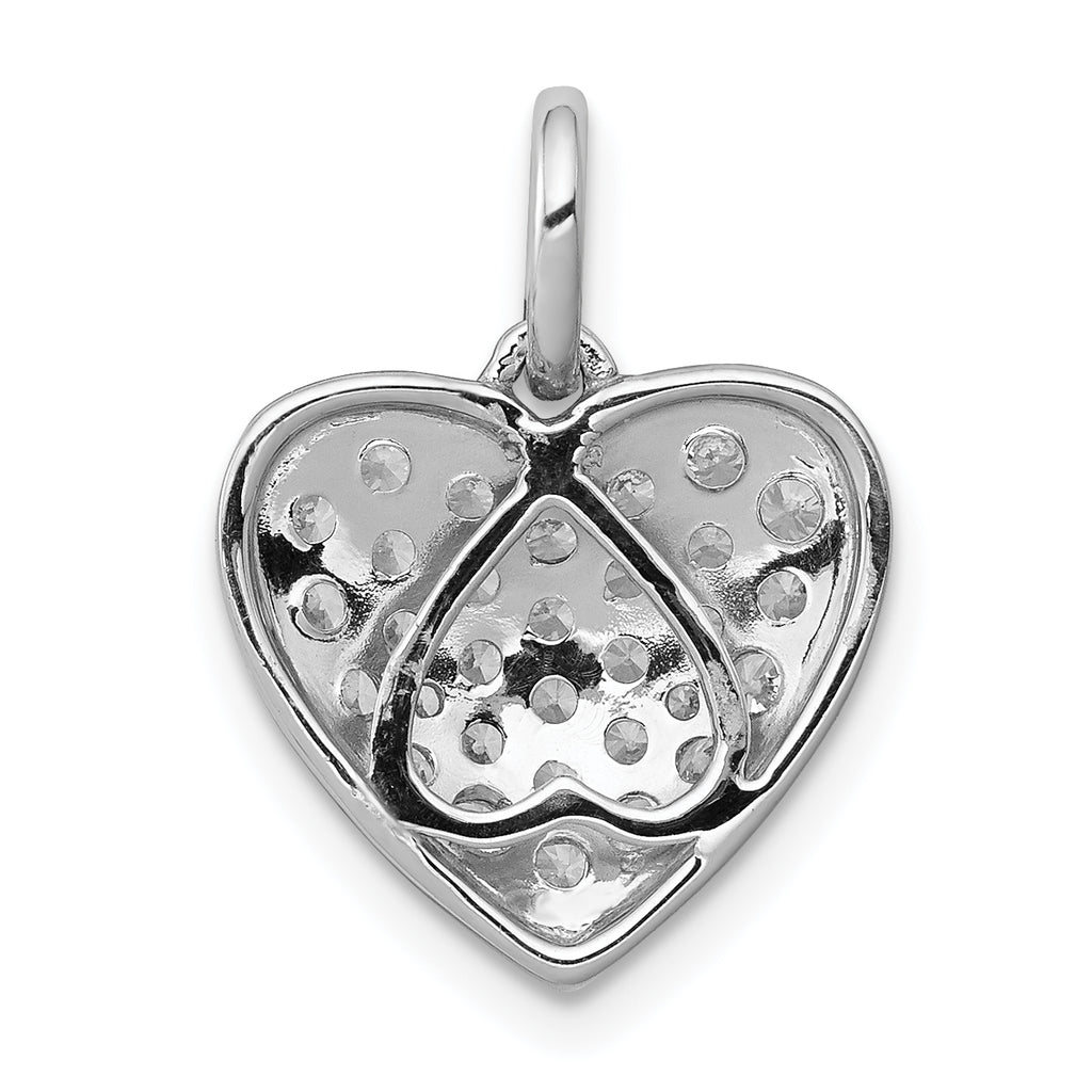 14k White Gold 5/8 carat Pave Diamond Heart Pendant