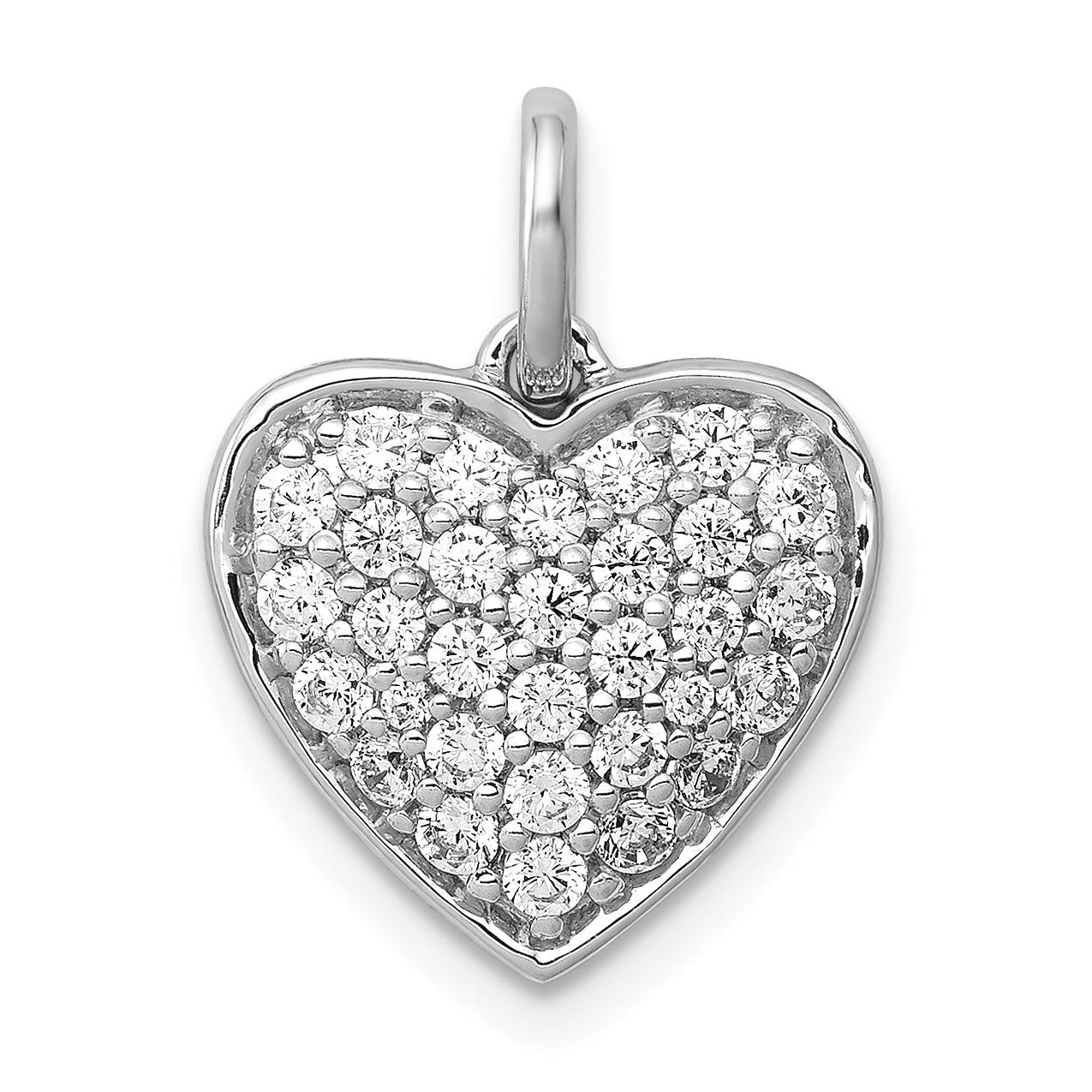 14k White Gold 5/8 carat Pave Diamond Heart Pendant Main image