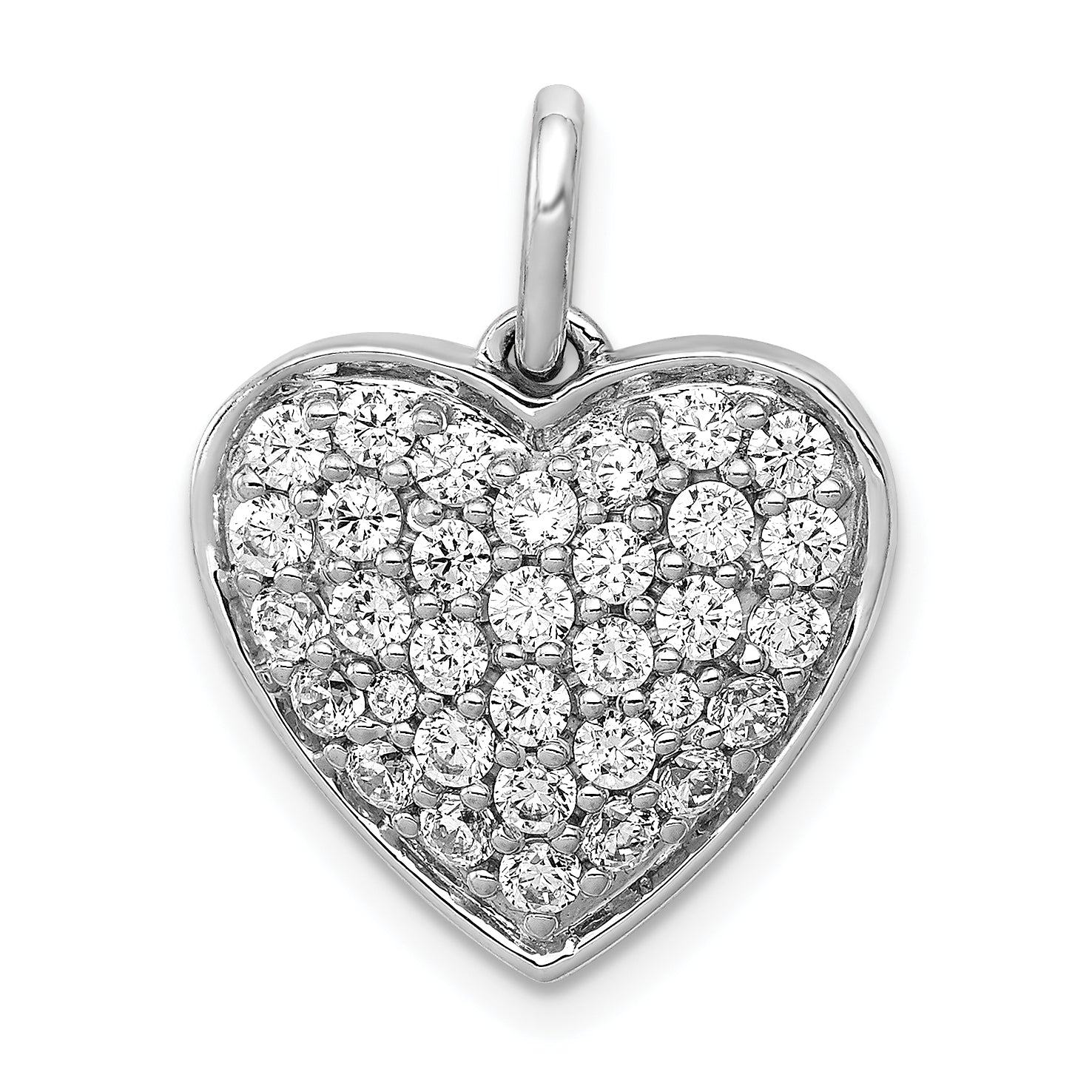 14k White Gold 1 carat Lab Grown Diamond VS/SI+ G+ Complete Cluster Heart Pendant Main image