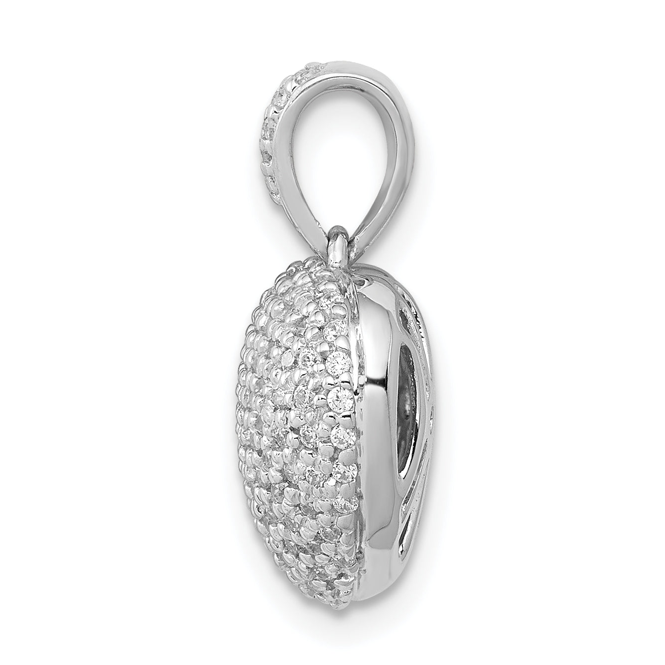 14k White Gold 3/8 carat Pave Diamond Heart Pendant