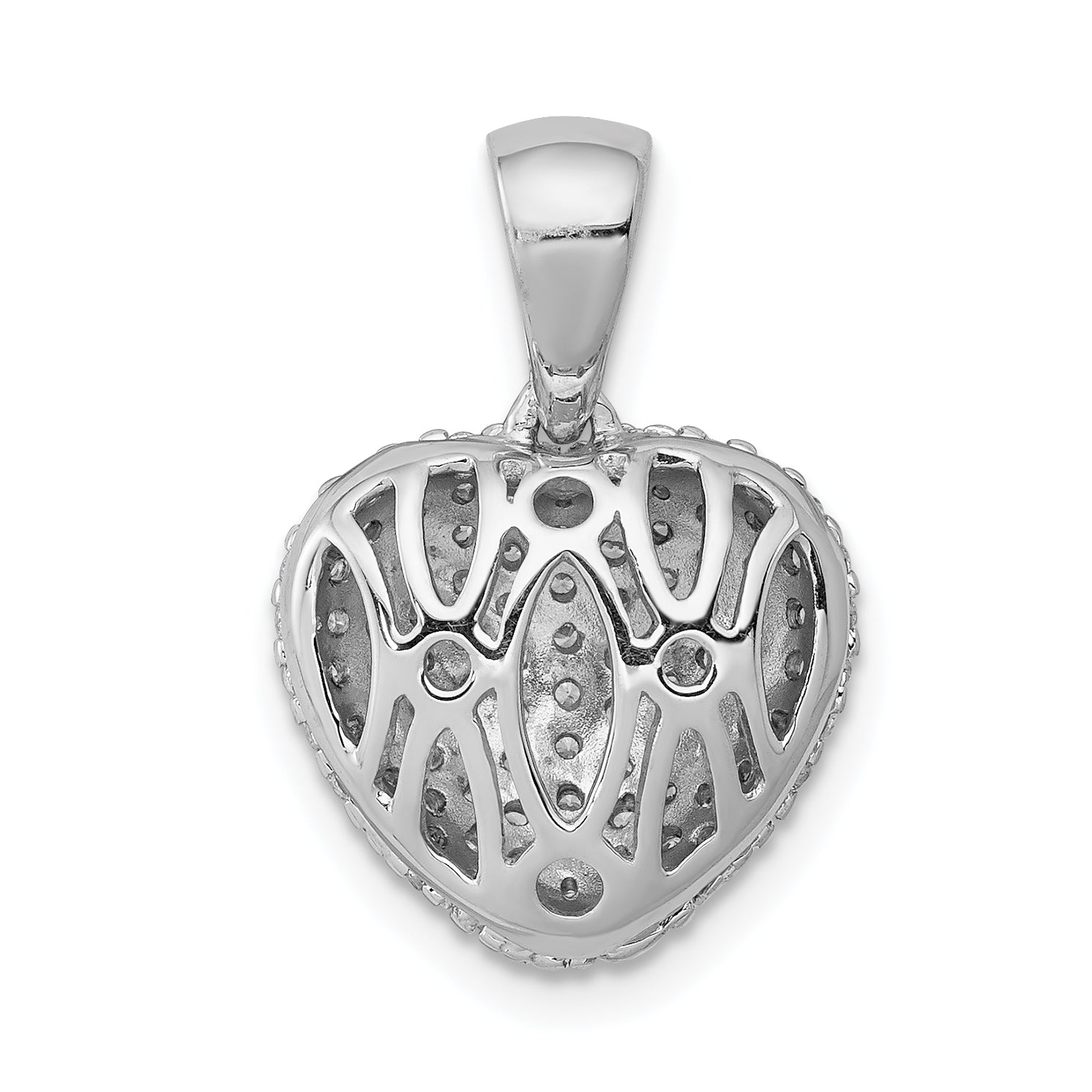 14k White Gold 3/8 carat Pave Diamond Heart Pendant
