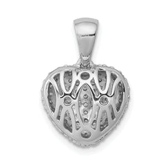 14k White Gold 3/8 carat Pave Diamond Heart Pendant
