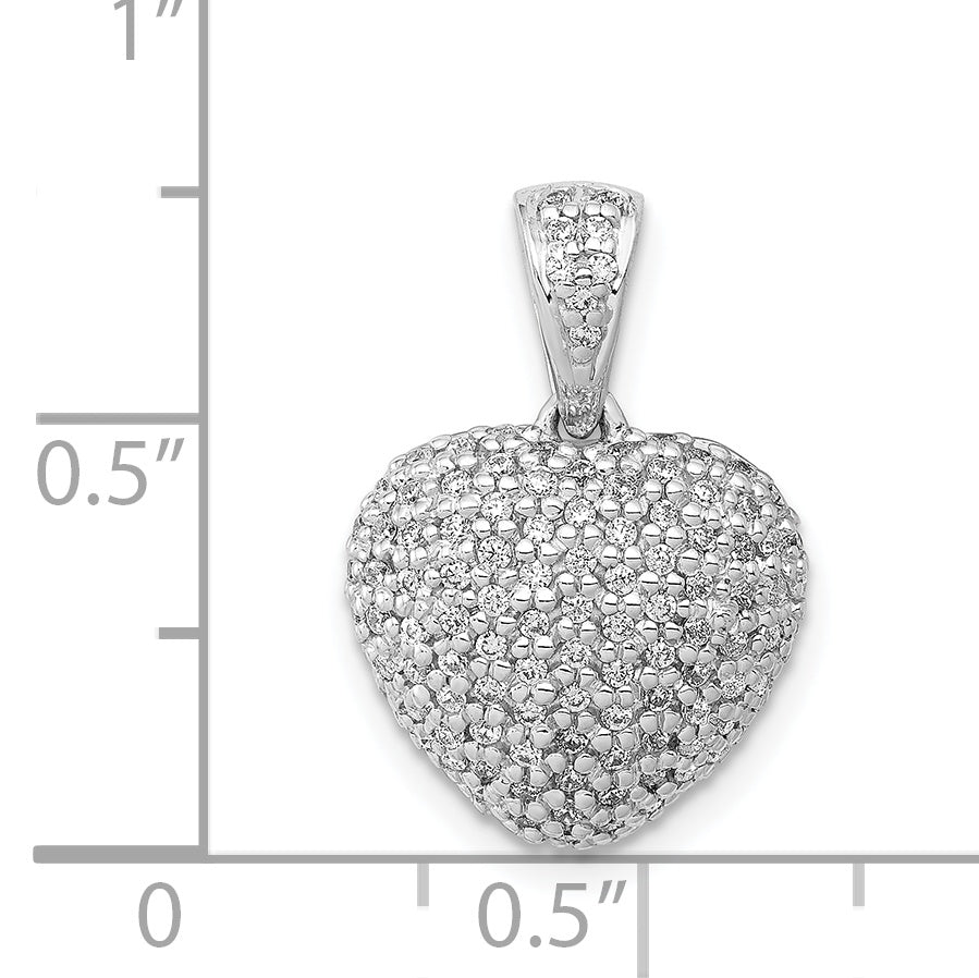 14k White Gold 3/8 carat Pave Diamond Heart Pendant