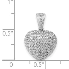 14k White Gold 3/8 carat Pave Diamond Heart Pendant