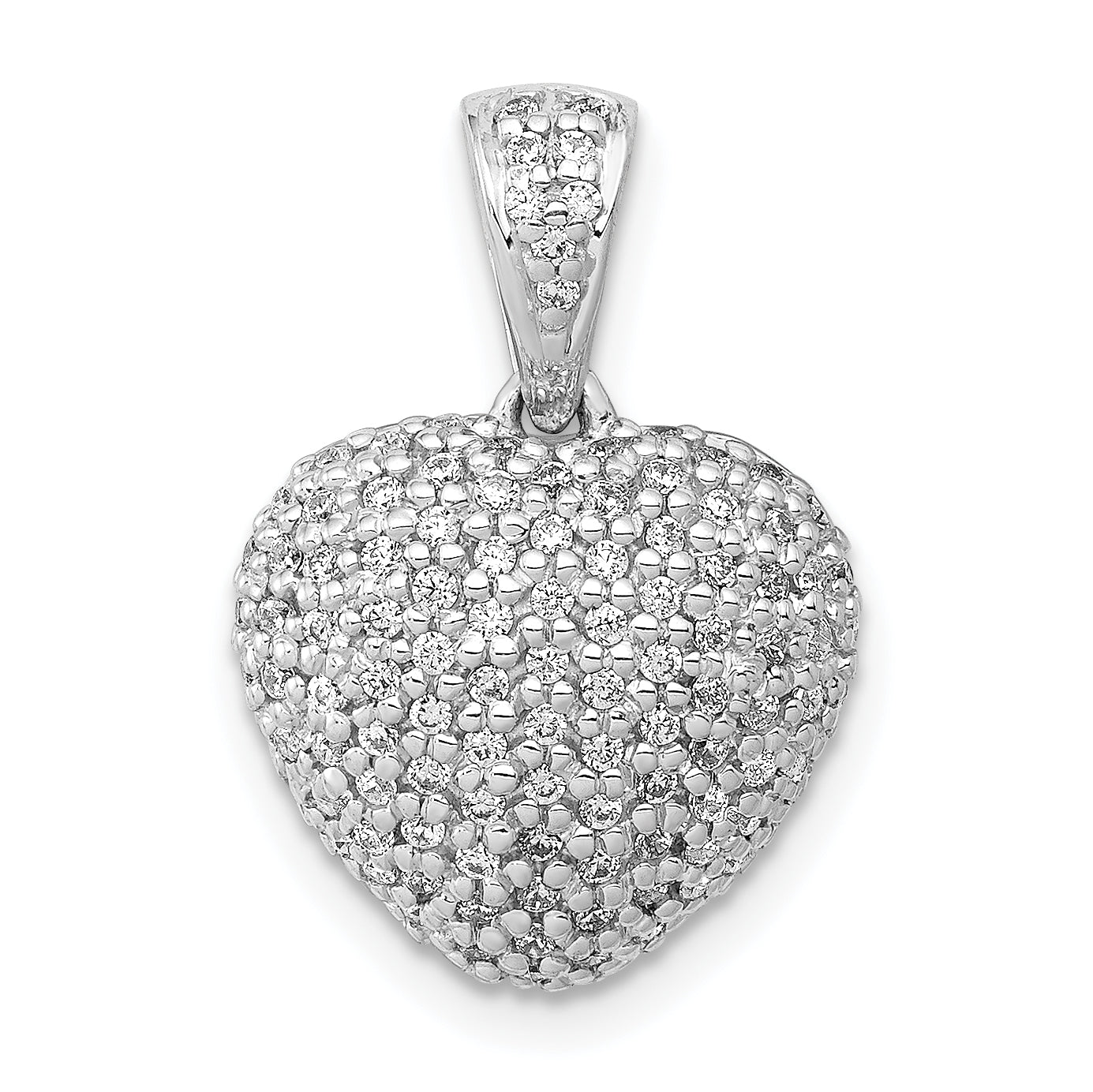 14k White Gold 3/8 carat Pave Diamond Heart Pendant