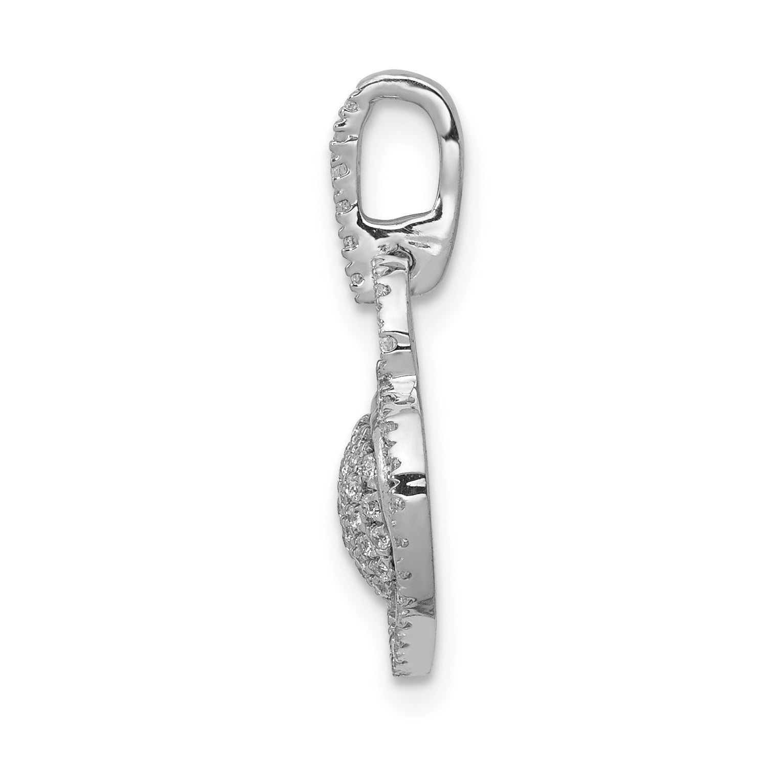 14k White Gold 1/5 carat Pave Diamond Fancy Heart Pendant Secondary image
