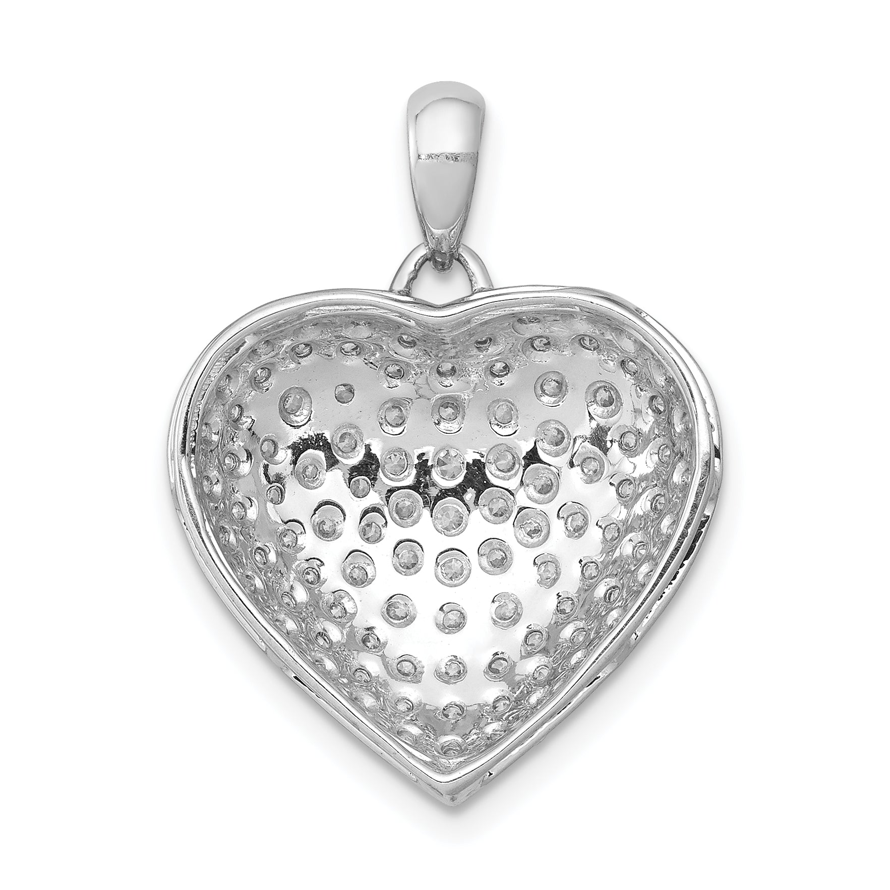 14k White Gold 1 carat Pave Diamond Fancy Heart Pendant