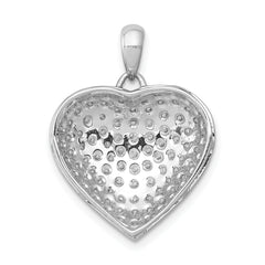 14k White Gold 1 carat Pave Diamond Fancy Heart Pendant