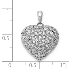 14k White Gold 1 carat Pave Diamond Fancy Heart Pendant