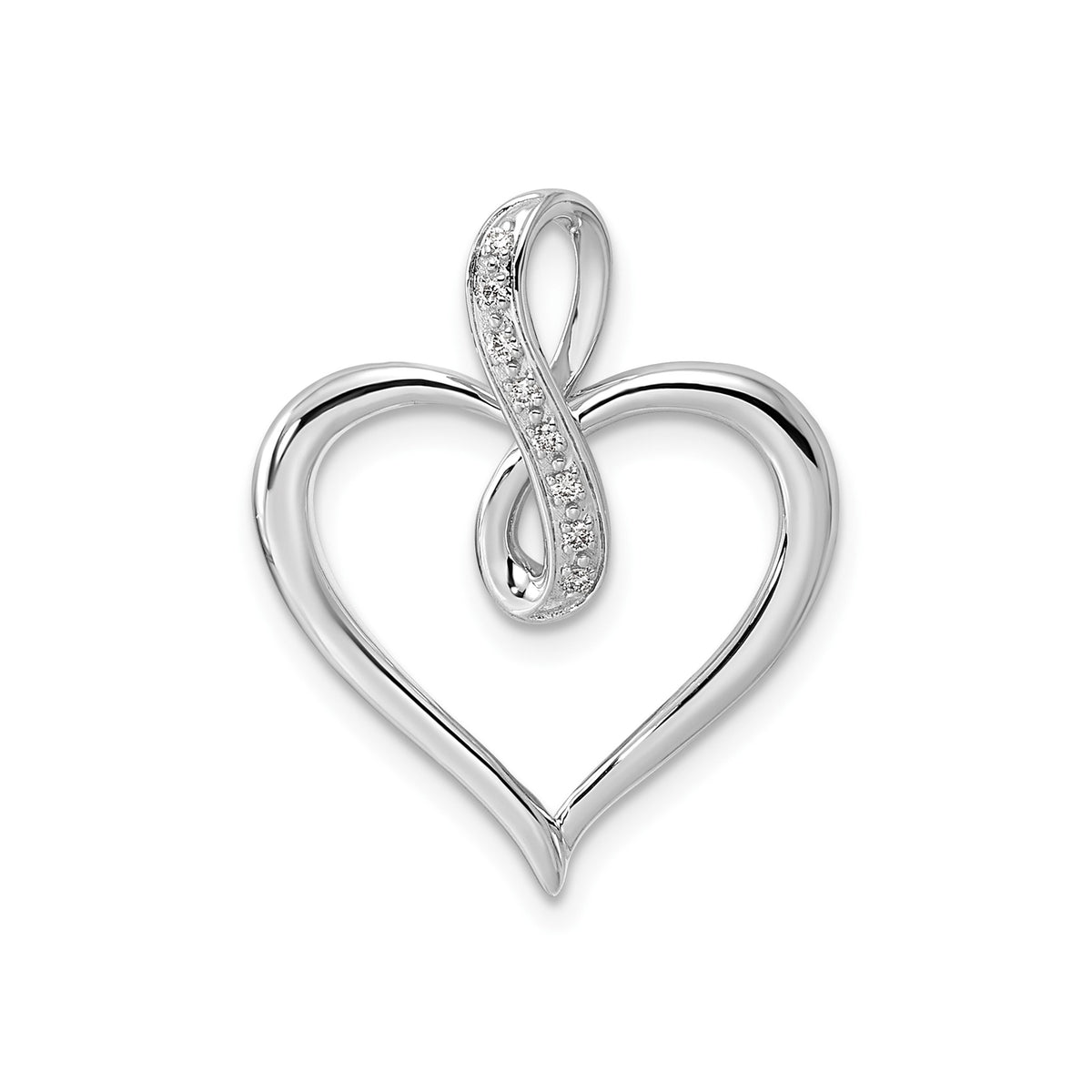 Diamond Heart and Infinity Pendant in 14K White Gold (.03 ct. tw.) - Sophia Jewelers Main image