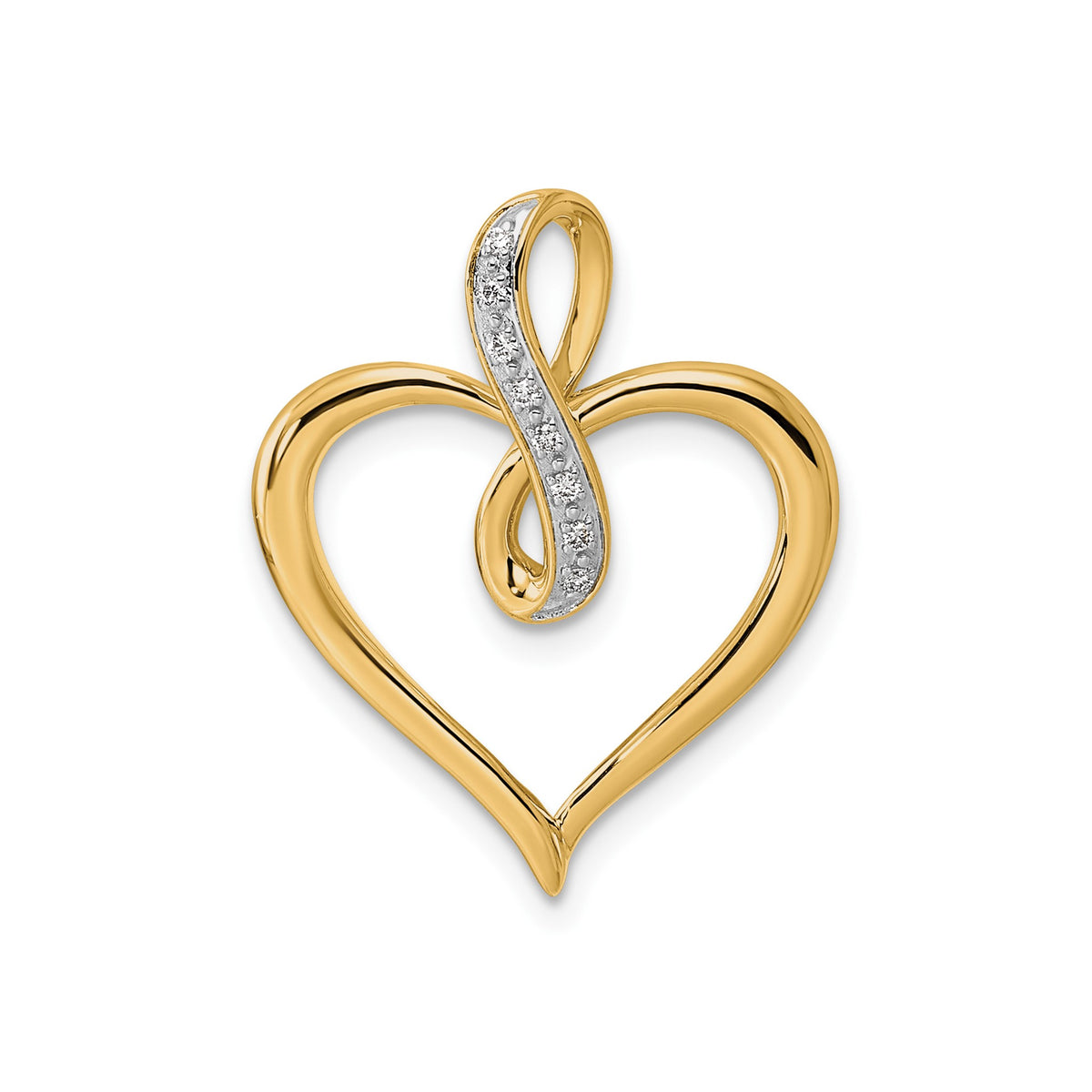 Diamond Heart and Infinity Pendant in 14K Yellow Gold (.03 ct. tw.) - Sophia Jewelers