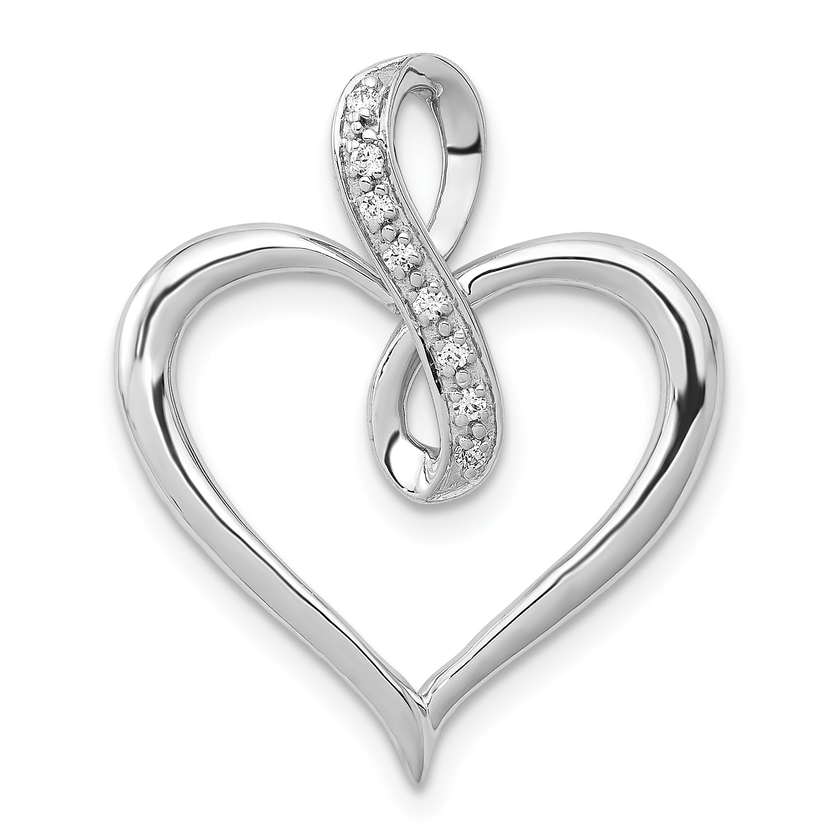 10k White Gold 1/20ct. Diamond Heart and Infinity Pendant Main image
