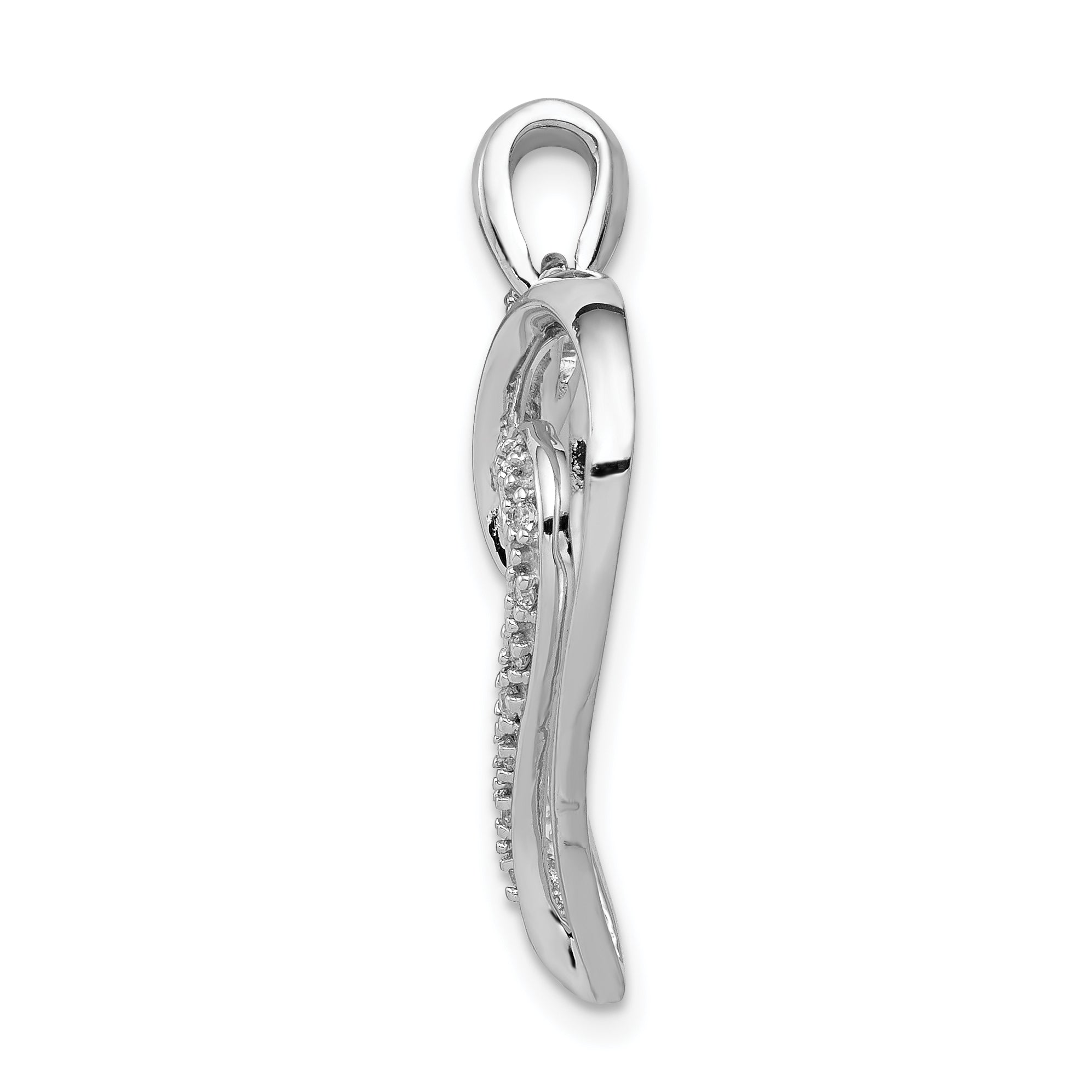 14k White Gold 1/10 carat Diamond Fancy Heart Pendant Secondary image