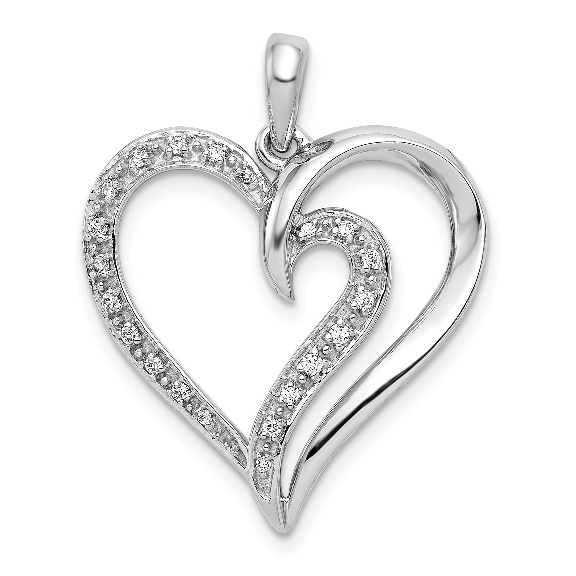 14k White Gold 1/10 carat Diamond Fancy Heart Pendant Main image