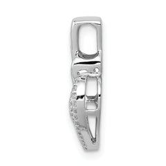 14k White Gold 1/5 carat Pave Diamond Fancy Double Heart Chain Slide
