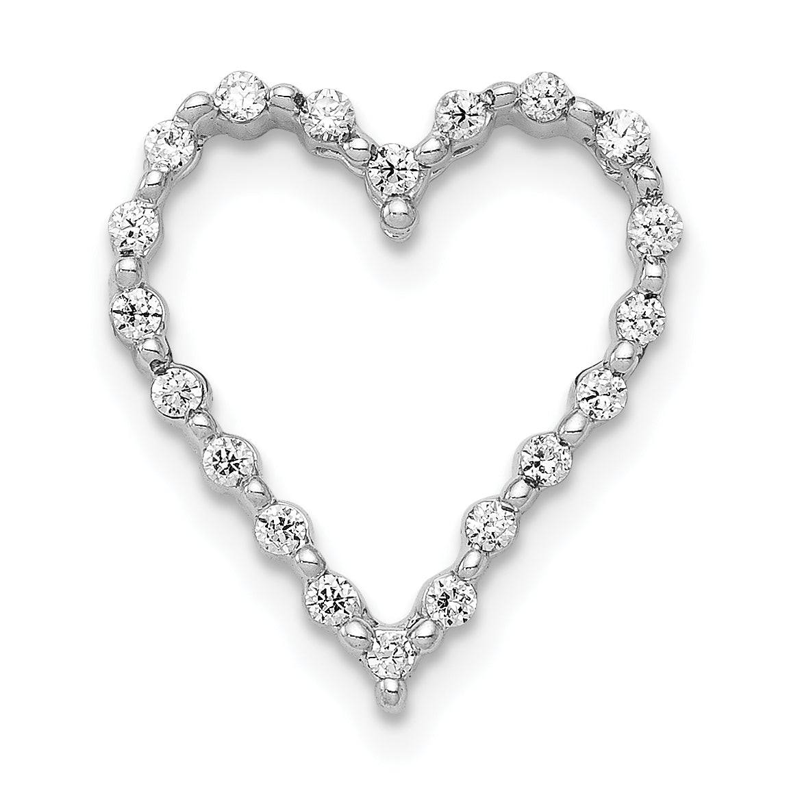 14k White Gold 1/5 carat Diamond Heart Chain Slide Main image