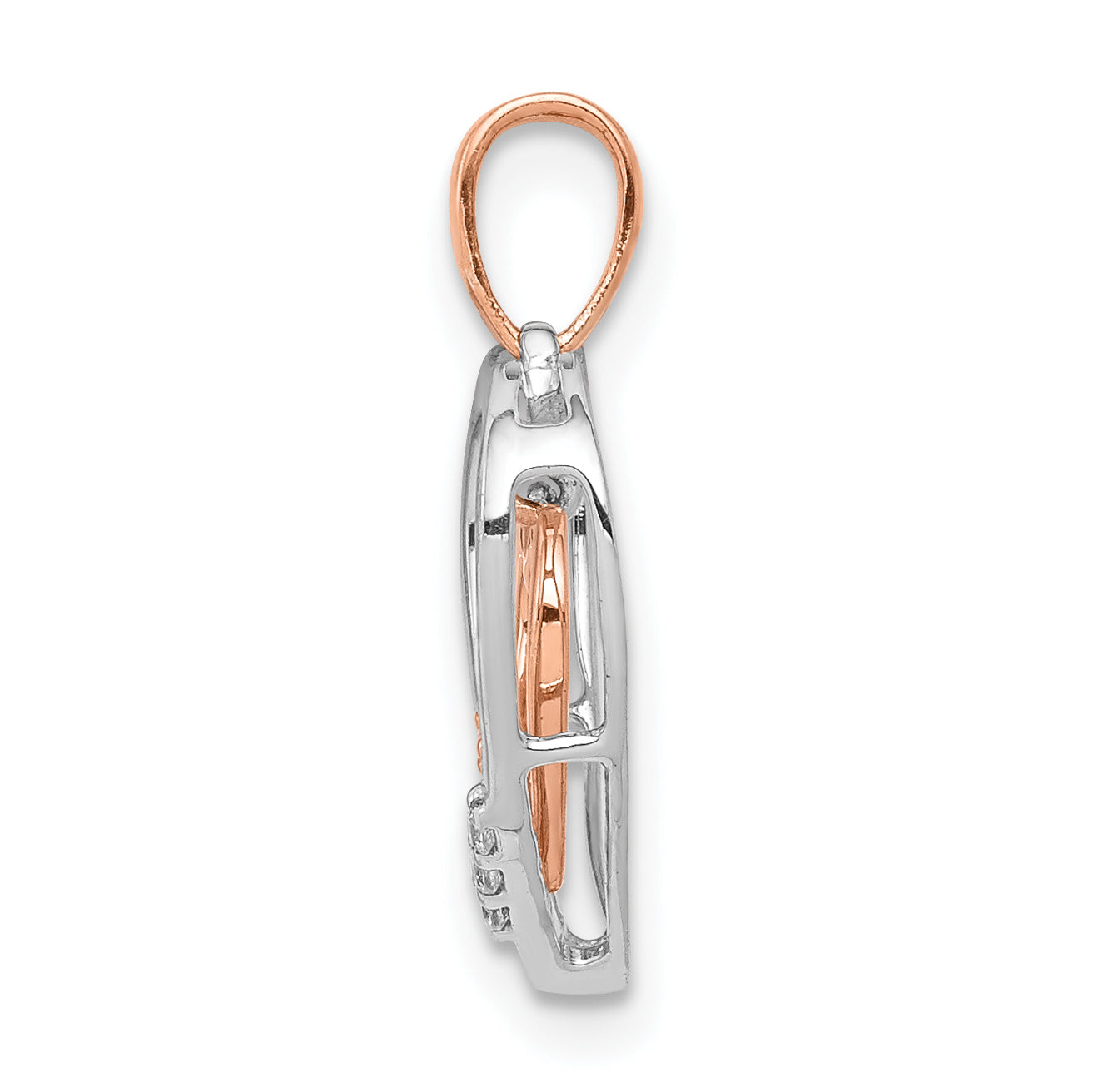 10Kt White w/ Rose Gold Heart Charm Diamond Heart Pendant Secondary image