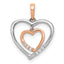 10Kt White w/ Rose Gold Heart Charm Diamond Heart Pendant