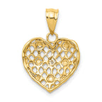 10k and White Rhodium 1/2pt Diamond Heart Pendant