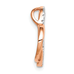 14k Rose Gold .01ct. Diamond Double Heart Chain Slide
