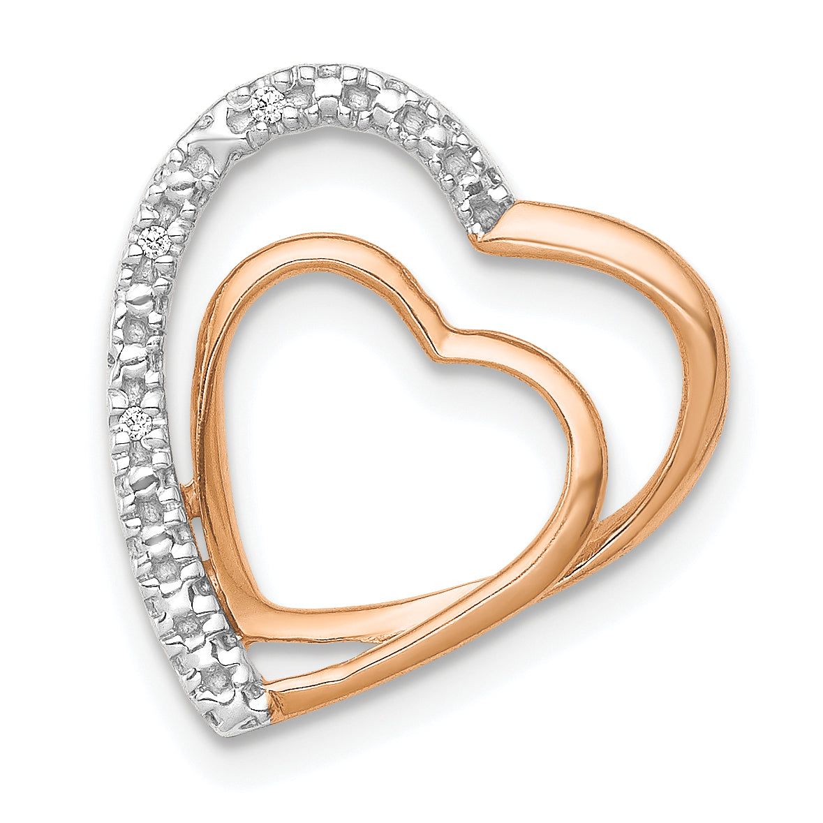 14k Rose Gold .01ct. Diamond Double Heart Chain Slide Main image