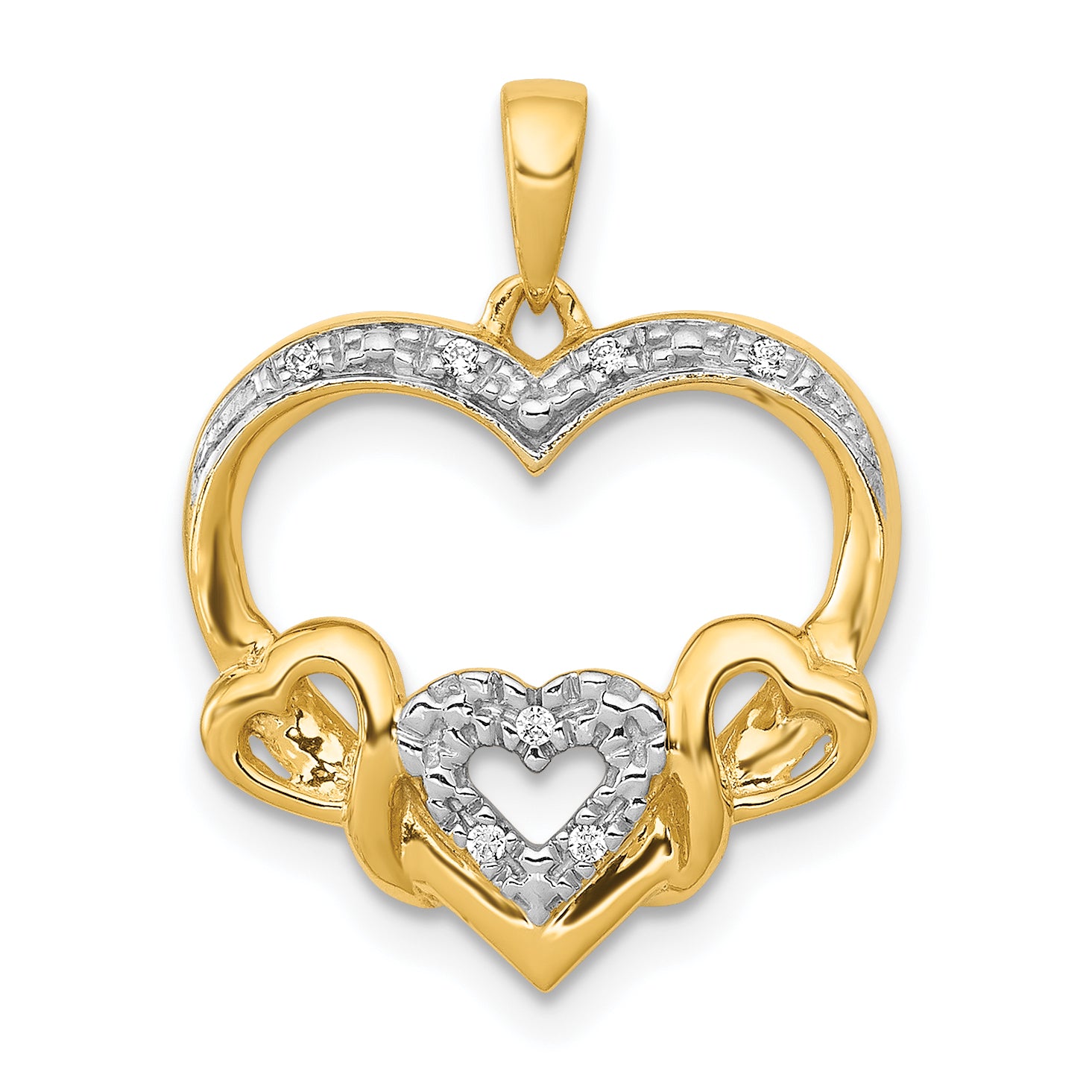 10k .03ct. Diamond Heart w/ Three Smaller Hearts Pendant Main image