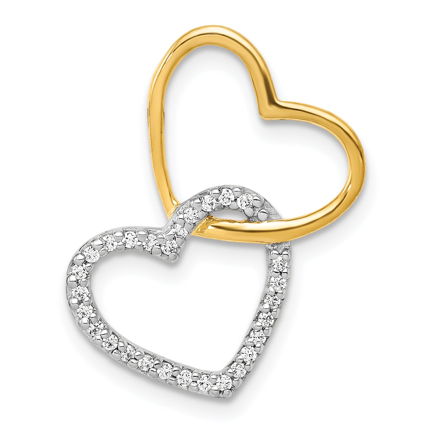 10k Two-Tone 1/10ct. Diamond Double Heart Chain Slide Main image