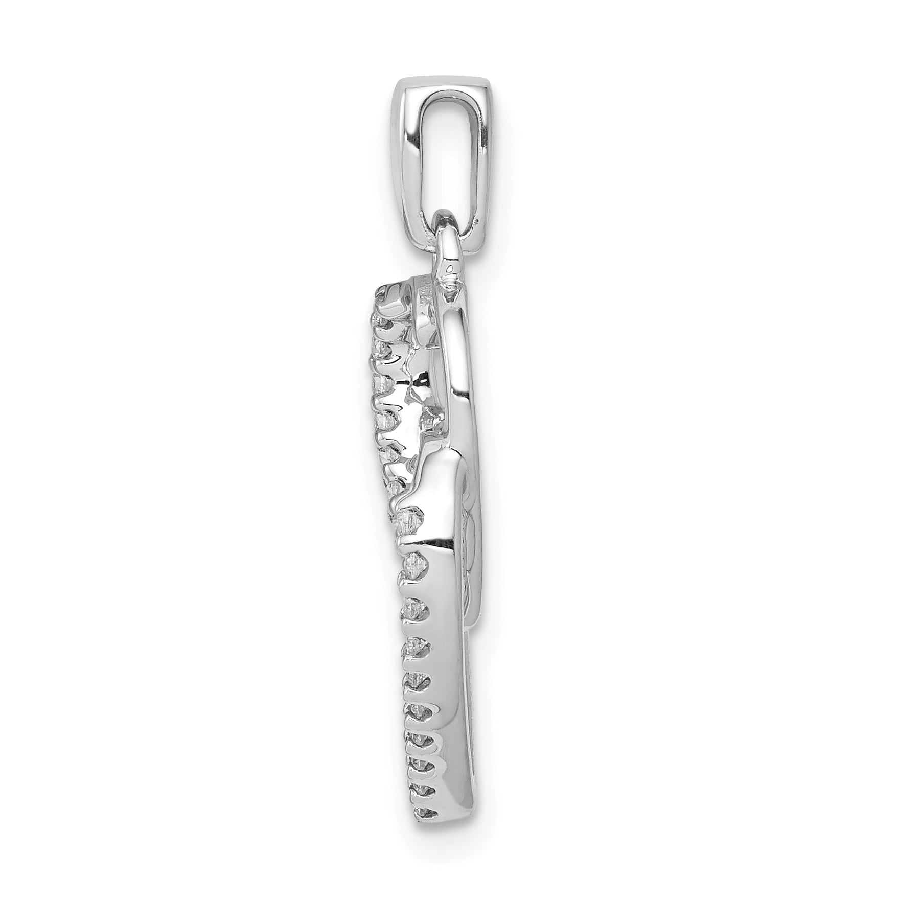 14k White Gold 1/10 carat Diamond Entwined Hearts Pendant Secondary image
