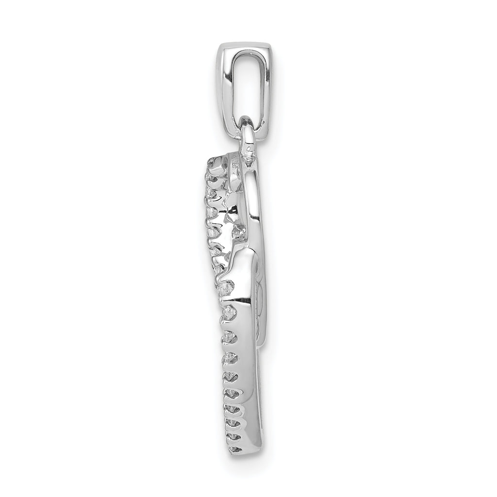 14k White Gold 1/10 carat Diamond Entwined Hearts Pendant