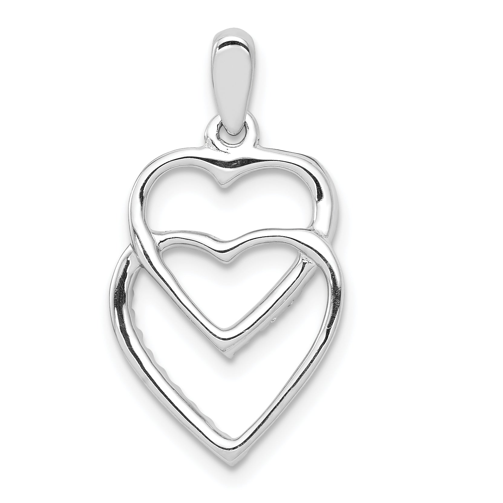 14k White Gold 1/10 carat Diamond Entwined Hearts Pendant